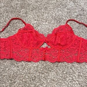 For Love & Lemons Red Lace Bralette 36D Victoria Secret